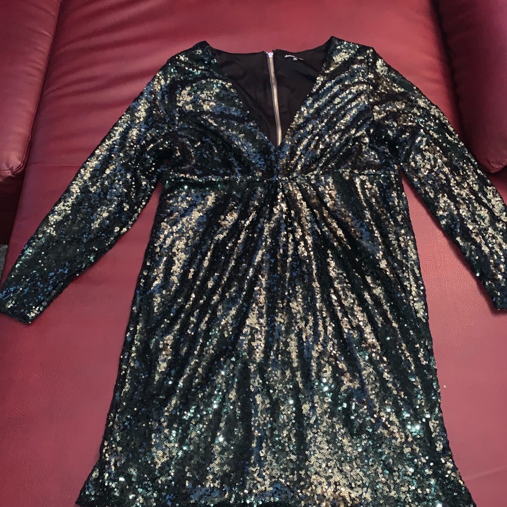 Emerald Green Sequin Evening Dress